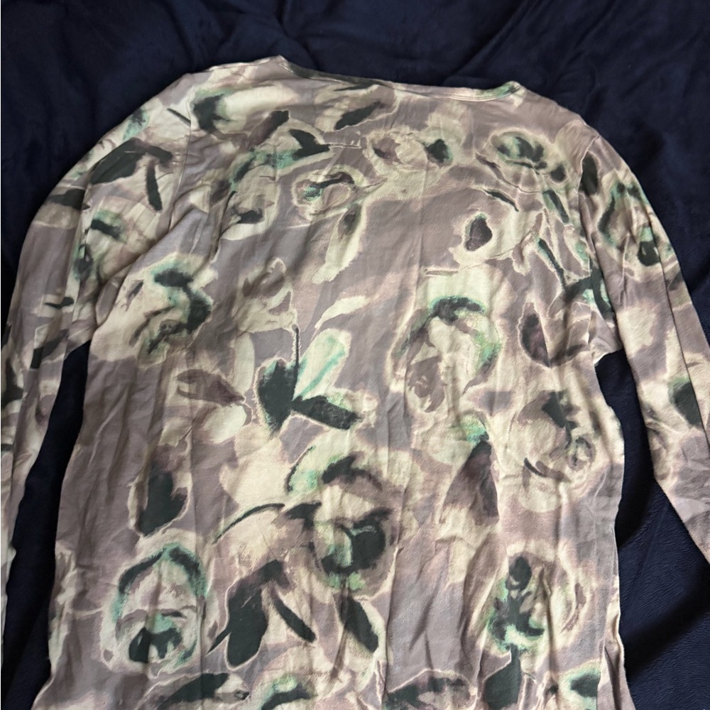 Simply Vera Vera Wang Floral Blouse - Blue and White, L